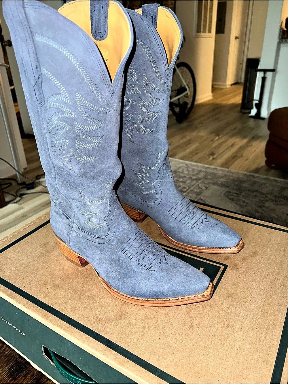 Tecovas The Annie Indigo Suede Cowgirl Boot, size 8.5